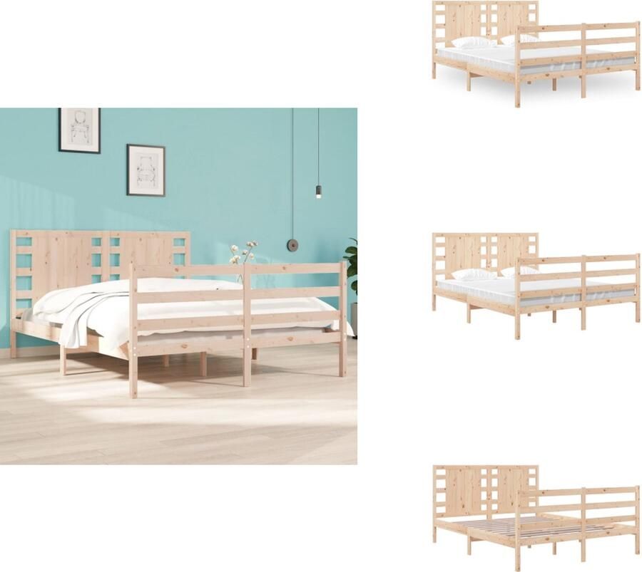 VidaXL Bedframe Bedframes Bed Bedbodem Bedframe massief grenenhout 120x190 cm 4FT Small Double