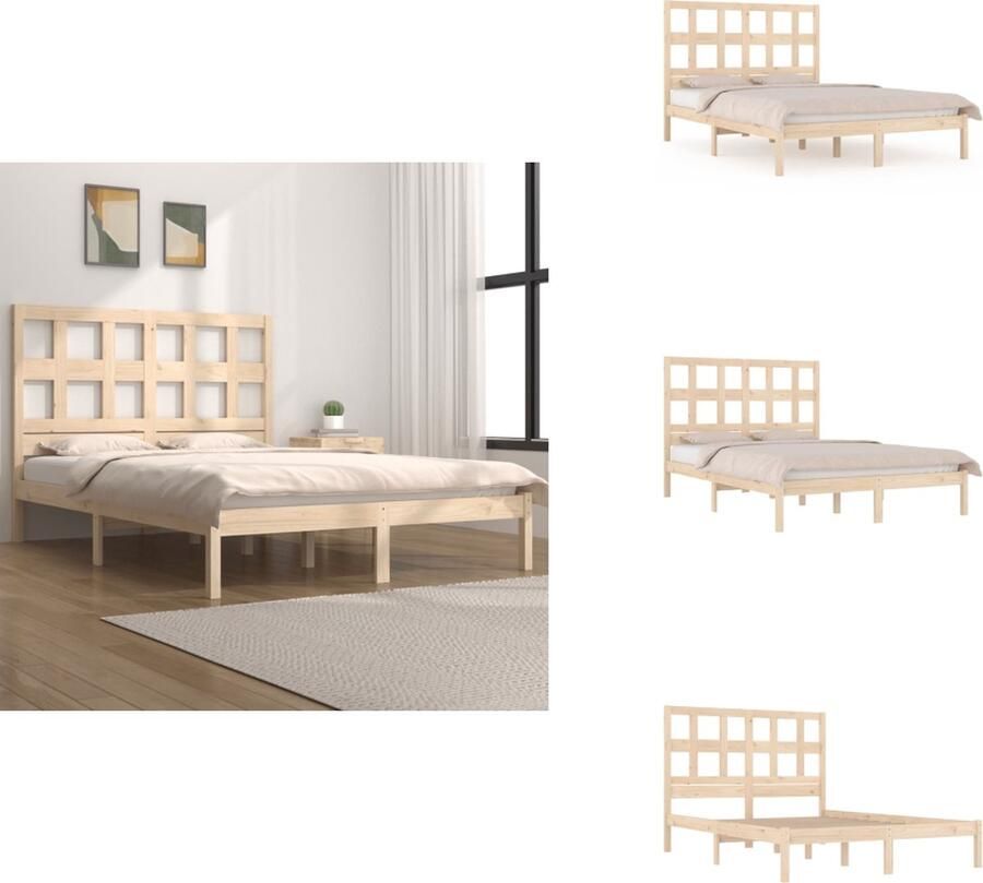 VidaXL Bedframe Bedframes Bed Bedbodem Bedframe massief grenenhout 120x190 cm 4FT Small Double