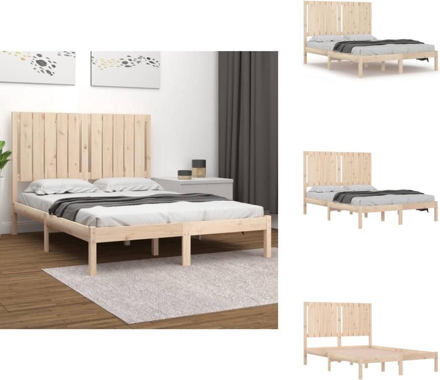 VidaXL Bedframe Bedframes Bed Bedbodem Bedframe zonder matras massief grenenhout 120x200 cm - Foto 2