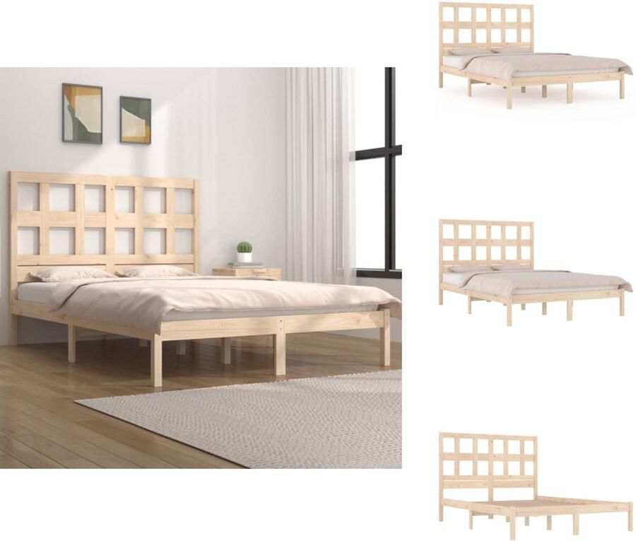 The Living Store Houten Bedframe Massief Grenenhout 195.5 x 140.5 x 69.5 cm Comfortabel hoofdeinde Houten Bedframe Grenenhout Bed Tweepersoons Bed King Size Bed Hoofdeinde Bed - Foto 4