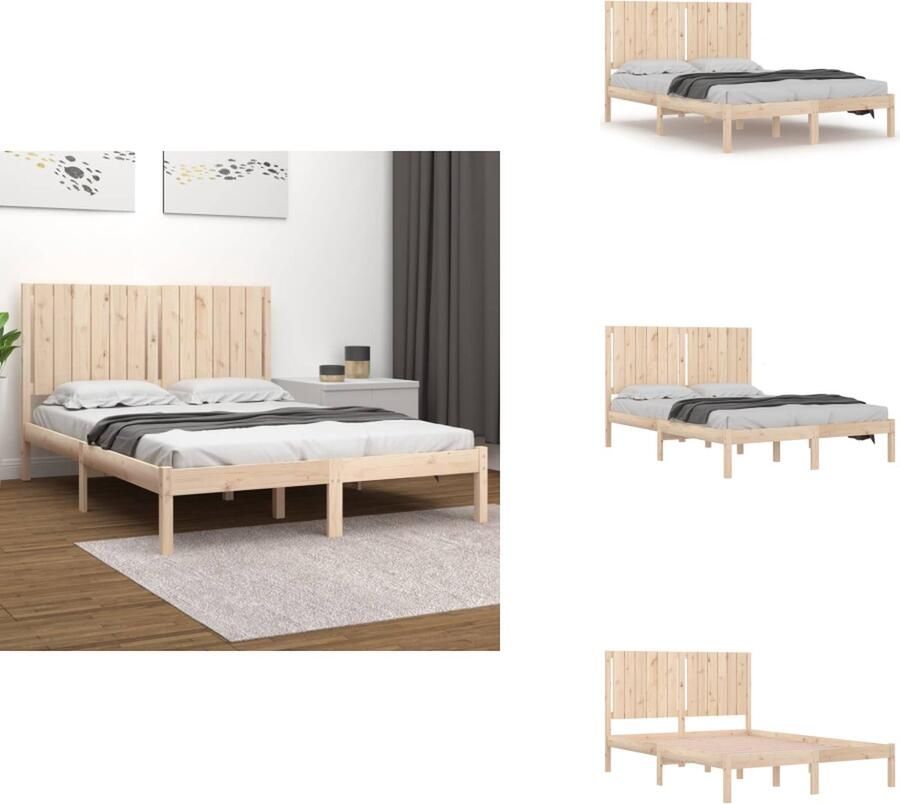 VidaXL Bedframe Bedframes Bed Bedbodem Bedframe zonder matras massief grenenhout 140x190 cm