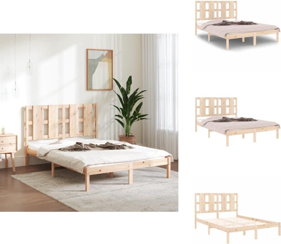 The Living Store Houten Bedframe Massief grenenhout 205.5 x 145.5 x 100 cm Massief Grenenhout Bed Frame Houten Bed Frame Bruin King Size Bed Frame Boxspring Bed Frame - Foto 2