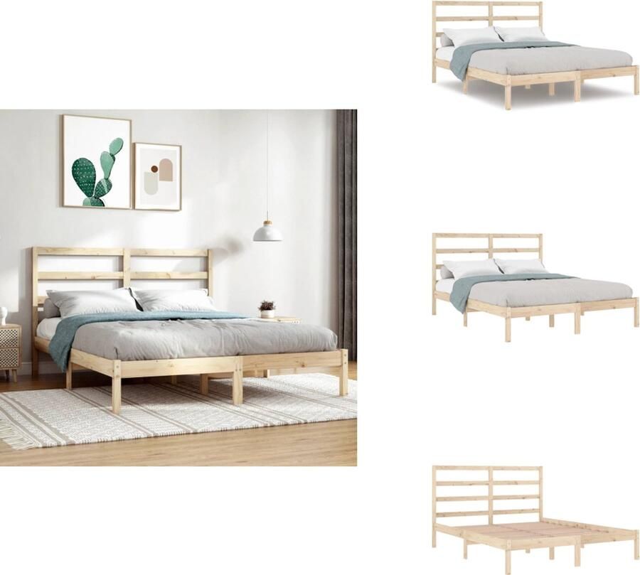 VidaXL Bedframe Bedframes Bed Bedbodem Bedframe massief hout 120x190 cm 4FT Small Double