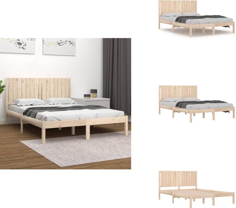 The Living Store Houten Bedframe Grenenhout 205.5 x 165.5 x 31 cm Rustieke uitstraling Houten Bedframe Grenenhout Bedframe 160x200 Rustic Bedframe Modern Bedframe - Foto 5