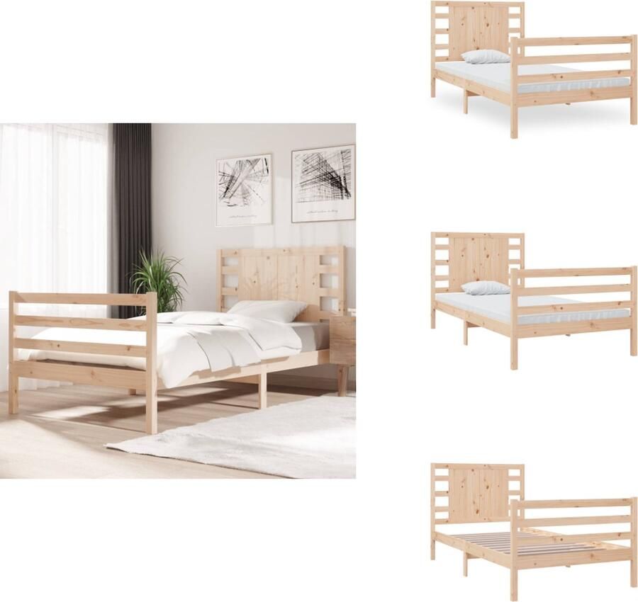 VidaXL Bedframe Bedframes Bed Bedbodem Bedframe zonder matras massief grenenhout 90x190 cm