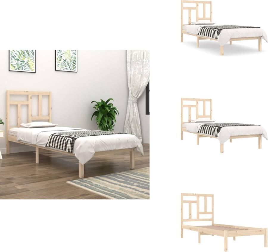 VidaXL Bedframe Houten massief Grenen 195.5 x 95.5 x 31 cm Comfortabel hoofdeinde Montage vereist Bed