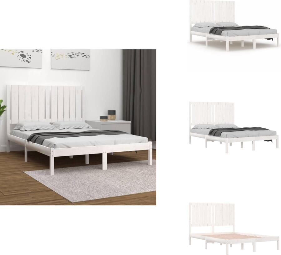 VidaXL Bedframe Bedframes Bed Bedbodem Bedframe zonder matras massief grenenhout wit 120x200 cm