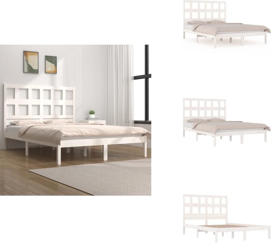 VidaXL Bedframe Grenenhout Wit 205.5 x 105.5 x 31 cm Geschikt voor matras van 100 x 200 cm Met klassiek hoofdeinde Montage vereist 1 x bedframe 1 x hoofdeind Bed - Foto 9