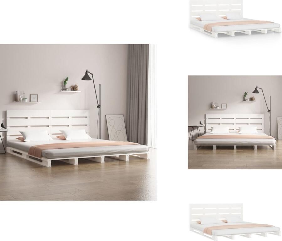 VidaXL Bedframe Bedframes Bed Bedbodem Bedframe zonder matras massief grenenhout wit 160x200 cm