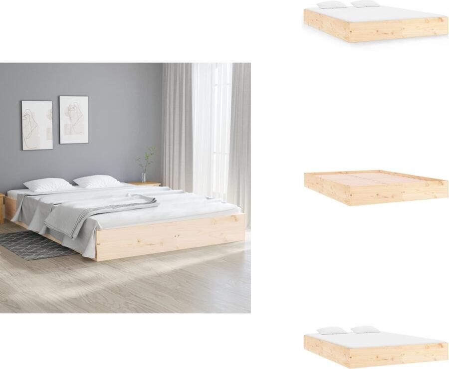 VidaXL Houten Bedframe Modern Slaapkamer Afmeting- 203 x 122.5 x 23 cm Ken- Hoogwaardig massief hout Bed