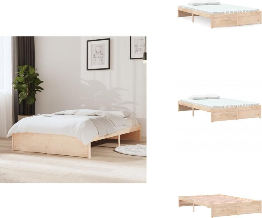 VidaXL Bedframe Bedframes Bed Bedbodem Bedframe zonder matras massief hout 120x200 cm
