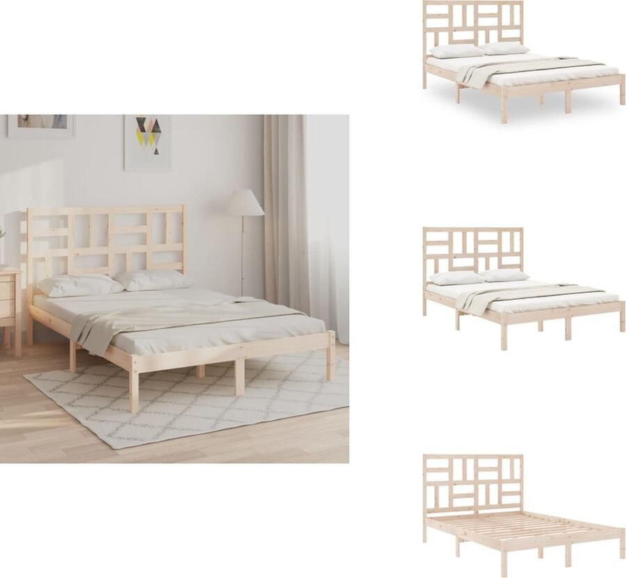 VidaXL Houten Bedframe Modern Slaapkamer Afmeting- 205.5 x 146 x 104 cm Ken- Hoogwaardig massief grenenhout Bed