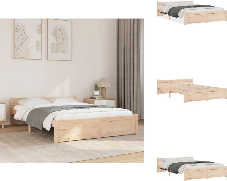 VidaXL Bedframe Bedframes Bed Bedbodem Bedframe zonder matras massief hout 140x200 cm - Foto 2