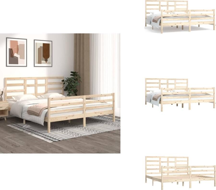 VidaXL Bedframe Bedframes Bed Bedbodem Bedframe zonder matras massief hout 180x200 cm