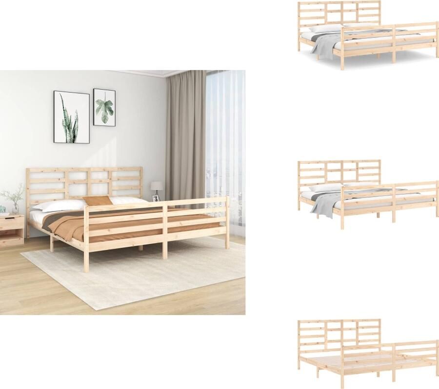 VidaXL Houten Bedframe Moderne Slaapkamer 205.5 x 205.5 x 69.5 cm Massief Grenenhout Montage vereist Bed