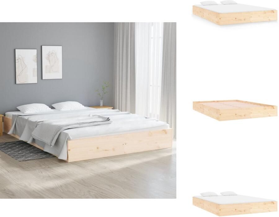 VidaXL Houten Bedframe Moderne Slaapkamer 205.5 x 205.5 x 69.5 cm Massief Grenenhout Montage vereist Bed - Foto 3