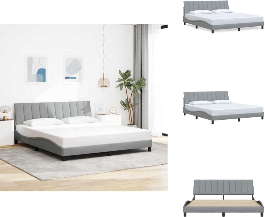 VidaXL Bedframe Bedframes Bed Bedbodem Bedframe zonder matras stof lichtgrijs 180x200 cm