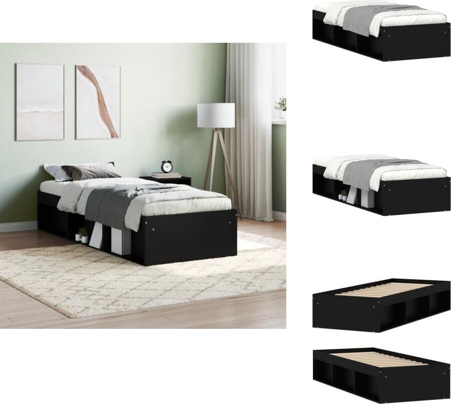 VidaXL Bedframe Bedframes Bed Bedbodem Bedframe zwart 75x190 cm