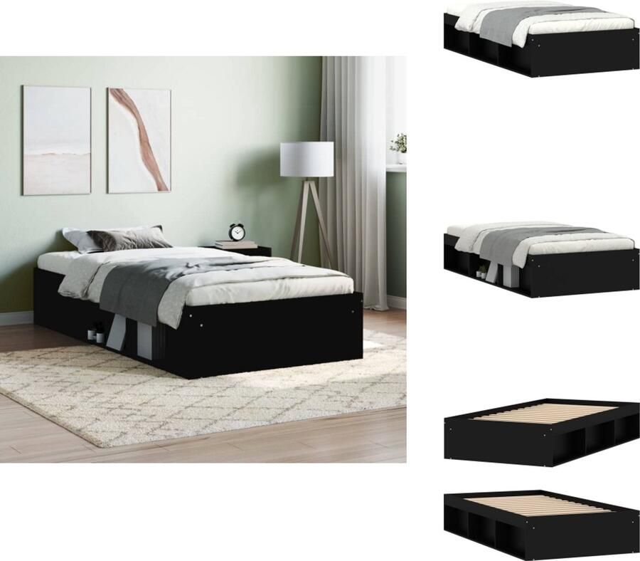 VidaXL Bedframe Bedframes Bed Bedbodem Bedframe zwart 90x200 cm