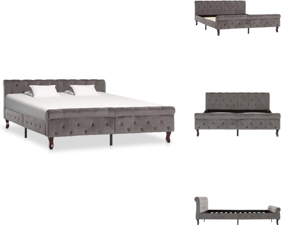 VidaXL Bedframe Bedframes Bed Bedden Bedframe fluweel grijs 160x200 cm