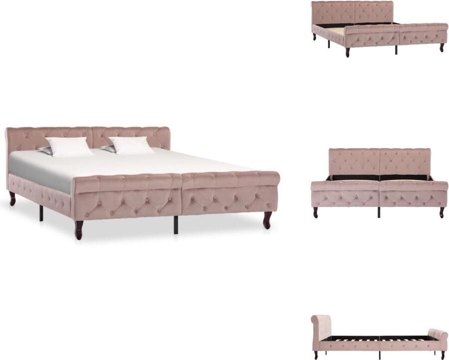 VidaXL Bedframe Bedframes Bed Bedden Bedframe fluweel roze 160x200 cm