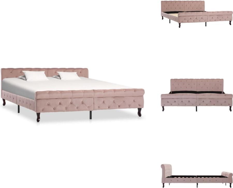 VidaXL Bedframe Bedframes Bed Bedden Bedframe fluweel roze 180x200 cm