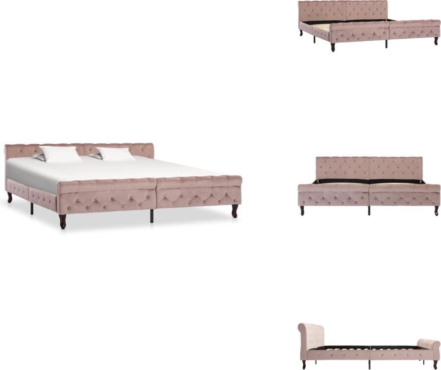 VidaXL Bedframe Bedframes Bed Bedden Bedframe fluweel roze 200x200 cm