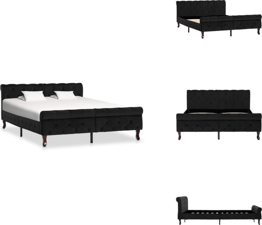 VidaXL Bedframe Bedframes Bed Bedden Bedframe fluweel zwart 140x200 cm