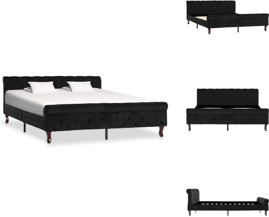 VidaXL Bedframe Bedframes Bed Bedden Bedframe fluweel zwart 160x200 cm