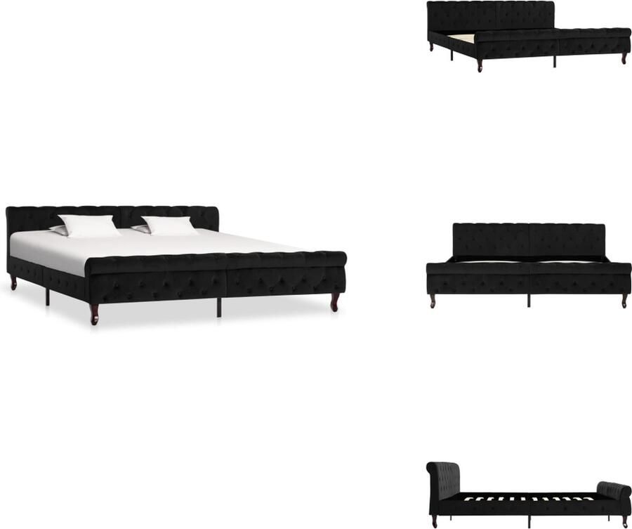 VidaXL Bedframe Bedframes Bed Bedden Bedframe fluweel zwart 200x200 cm