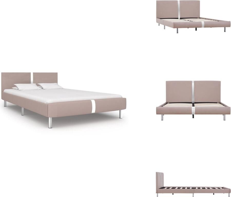 VidaXL Bedframe Bedframes Bed Bedden Bedframe kunstleer cappuccino 140x200 cm - Foto 2