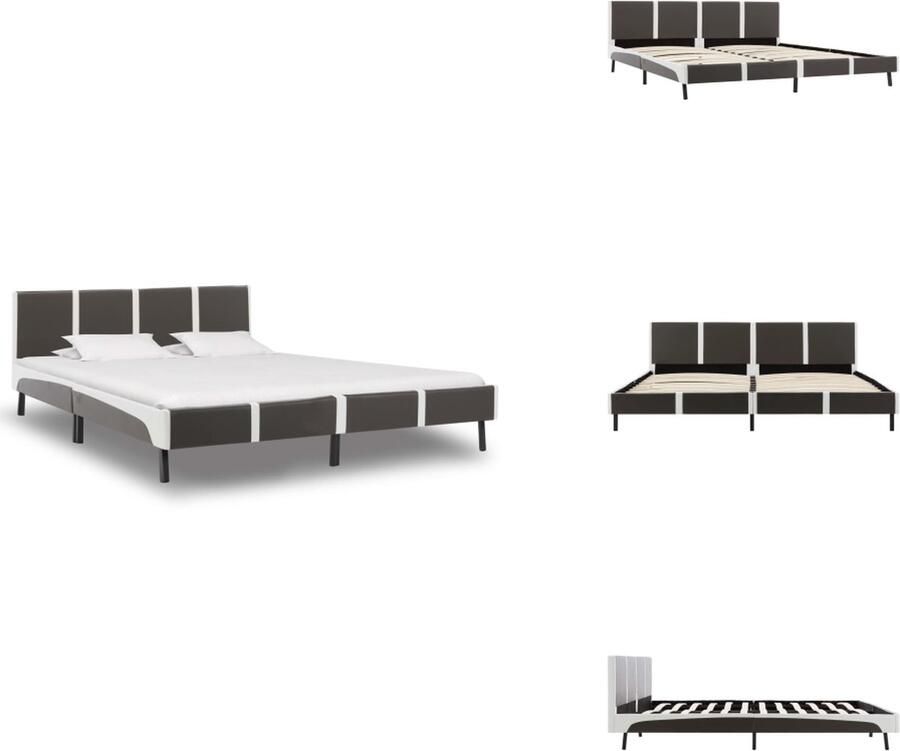 VidaXL Bedframe Bedframes Bed Bedden Bedframe kunstleer grijs en wit 180x200 cm