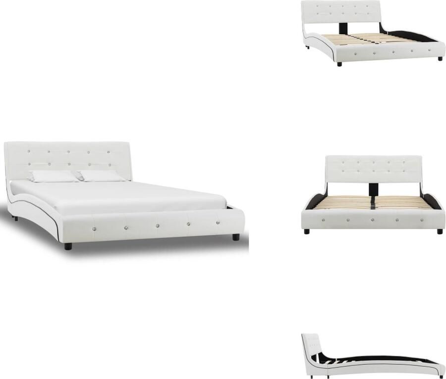 VidaXL Bedframe Bedframes Bed Bedden Bedframe kunstleer wit 120x200 cm