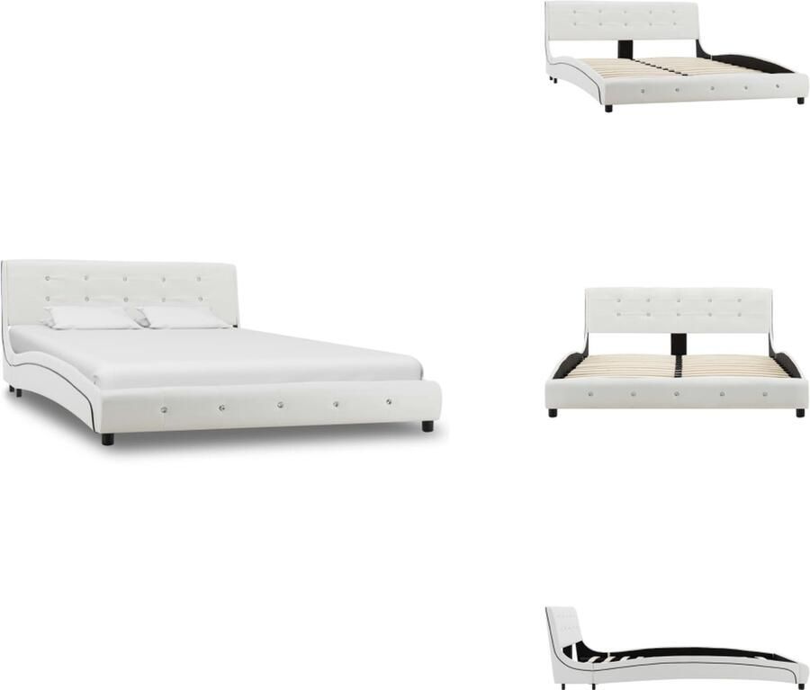 VidaXL Bedframe Bedframes Bed Bedden Bedframe kunstleer wit 140x200 cm