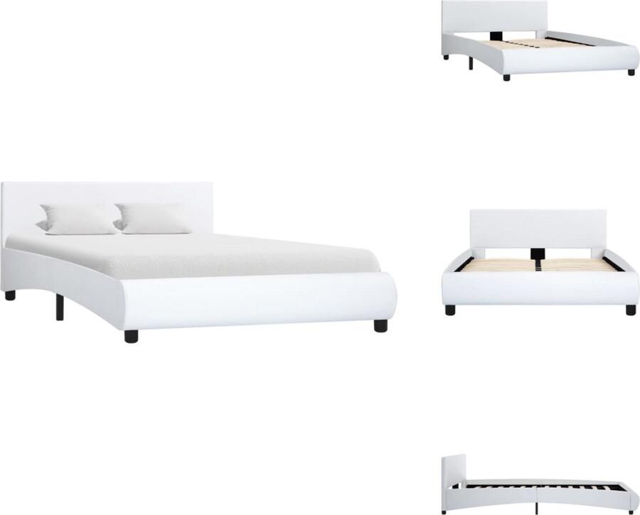 VidaXL Bedframe Bedframes Bed Bedden Bedframe kunstleer wit 140x200 cm - Foto 2