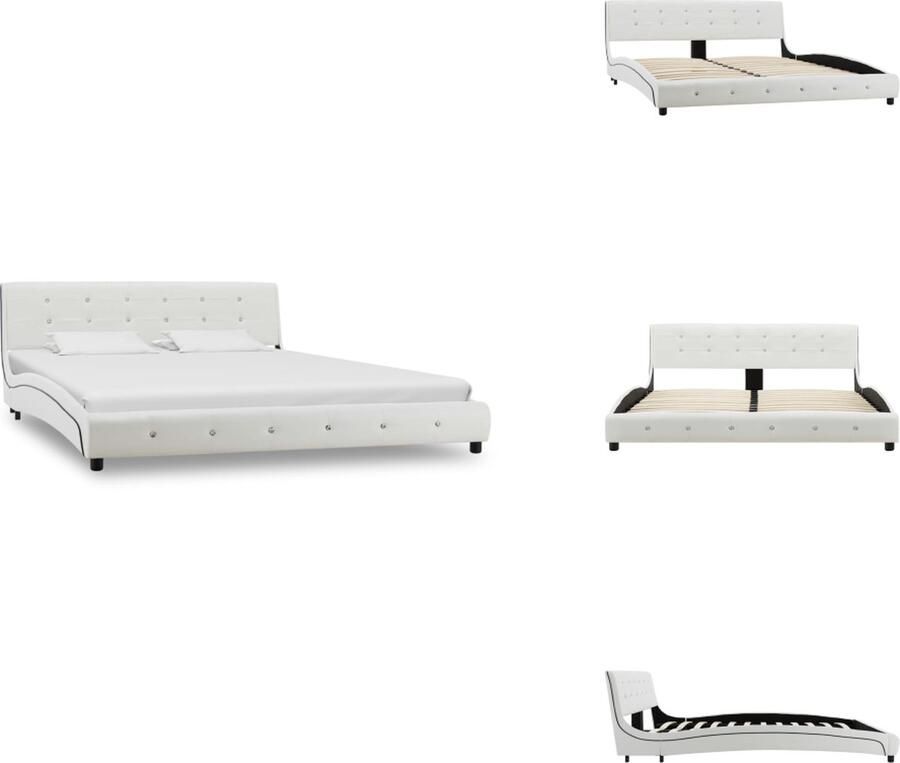 VidaXL Bedframe Bedframes Bed Bedden Bedframe kunstleer wit 160x200 cm