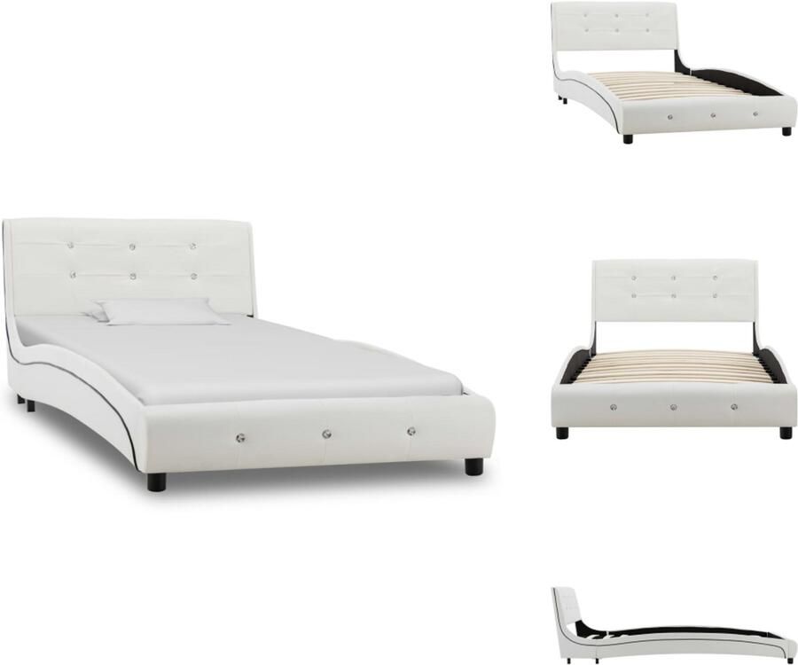 VidaXL Bedframe Bedframes Bed Bedden Bedframe kunstleer wit 90x200 cm