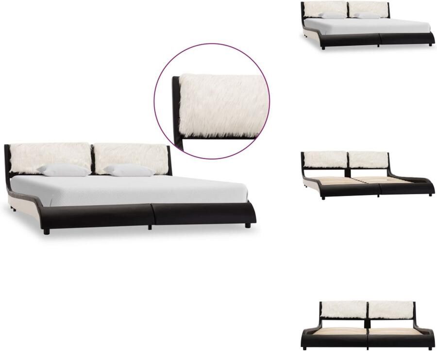 VidaXL Bedframe Bedframes Bed Bedden Bedframe kunstleer zwart en wit 180x200 cm