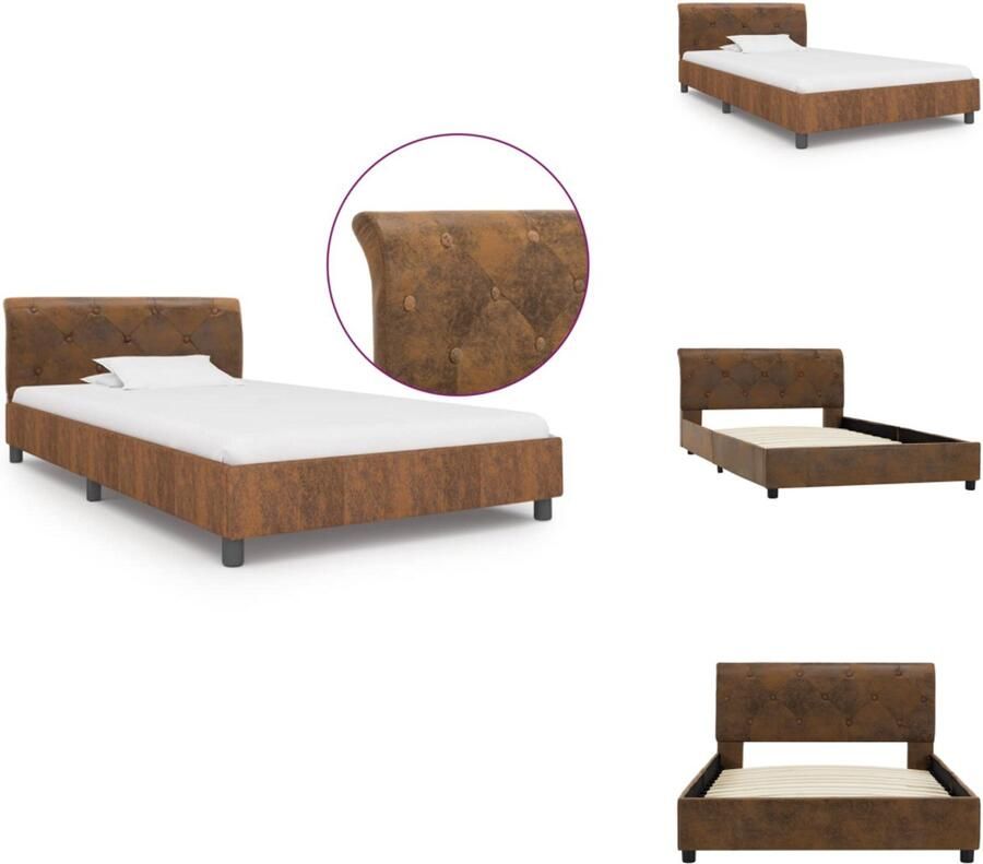 VidaXL Bedframe Bedframes Bed Bedden Bedframe kunstsuède bruin 100x200 cm