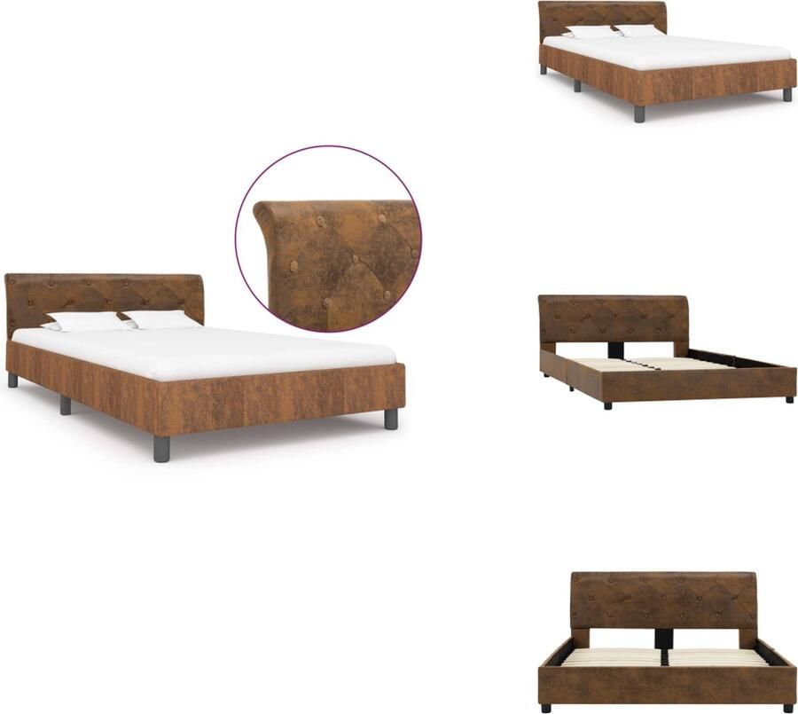 VidaXL Bedframe Bedframes Bed Bedden Bedframe kunstsuède bruin 120x200 cm
