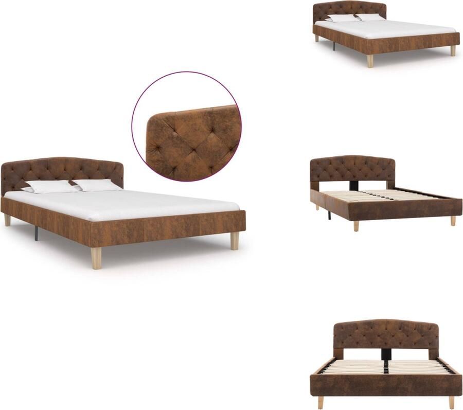 VidaXL Bedframe Bedframes Bed Bedden Bedframe kunstsuède bruin 120x200 cm