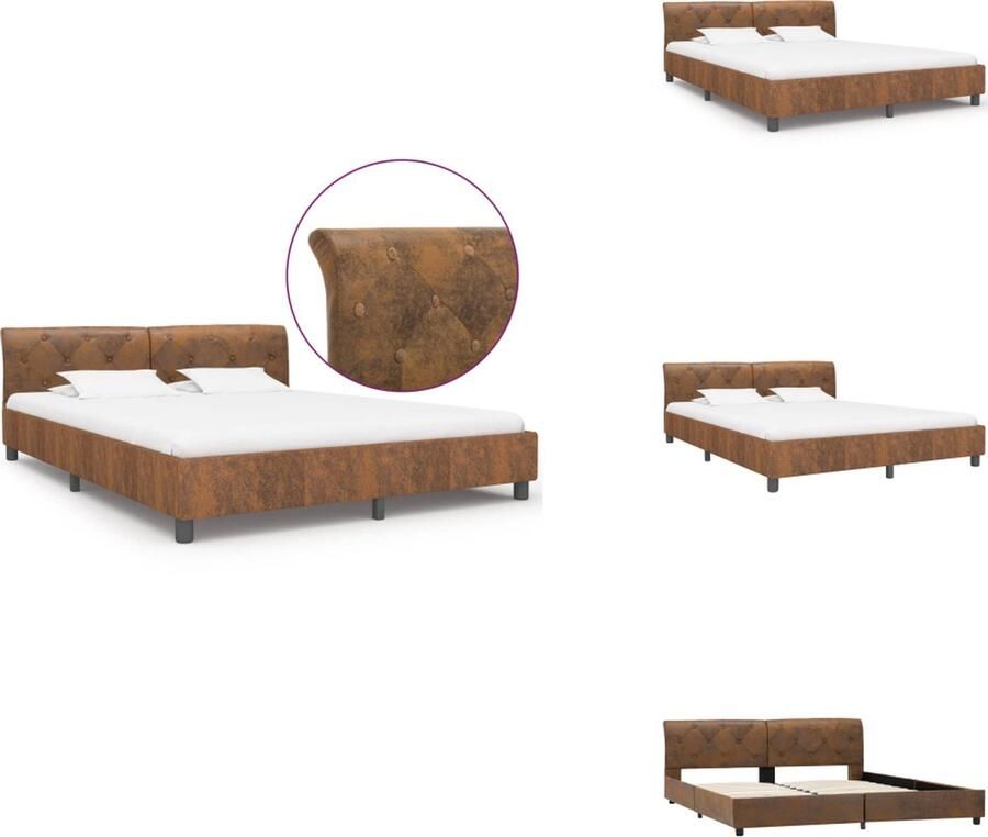 VidaXL Bedframe Bedframes Bed Bedden Bedframe kunstsuède bruin 160x200 cm