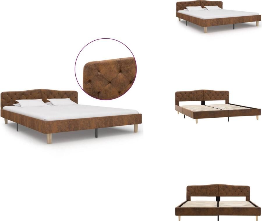 VidaXL Bedframe Bedframes Bed Bedden Bedframe kunstsuède bruin 180x200 cm