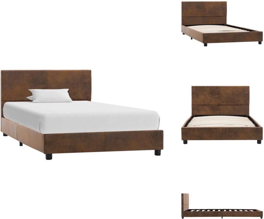 VidaXL Bedframe Bedframes Bed Bedden Bedframe kunstsuède bruin 90x200 cm