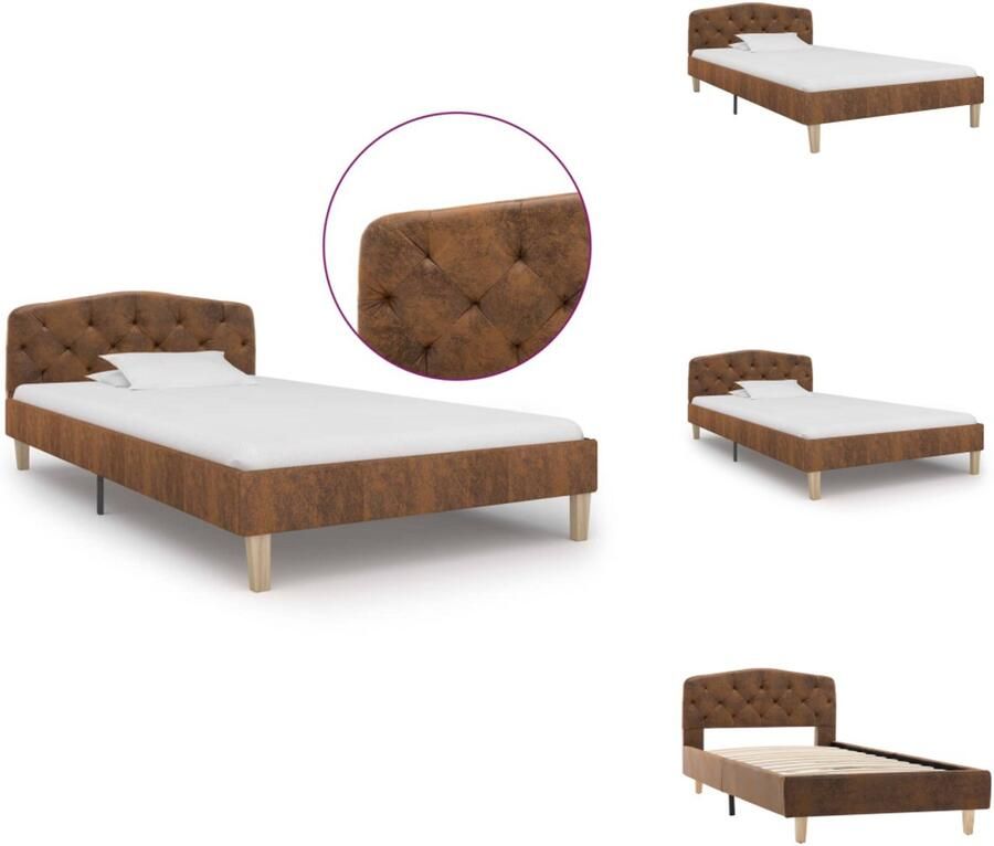 VidaXL Bedframe Bedframes Bed Bedden Bedframe kunstsuède bruin 90x200 cm