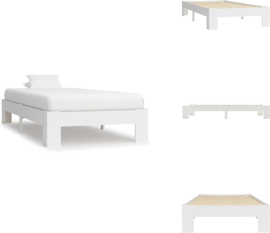 VidaXL Bedframe Bedframes Bed Bedden Bedframe massief grenenhout wit 90x200 cm