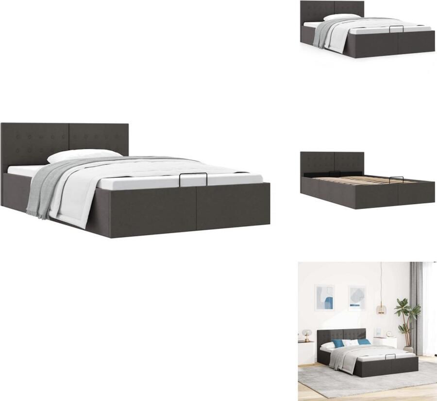 VidaXL Bedframe Bedframes Bed Bedden Bedframe met hydraulische opslag stof donkergrijs 120x200 cm