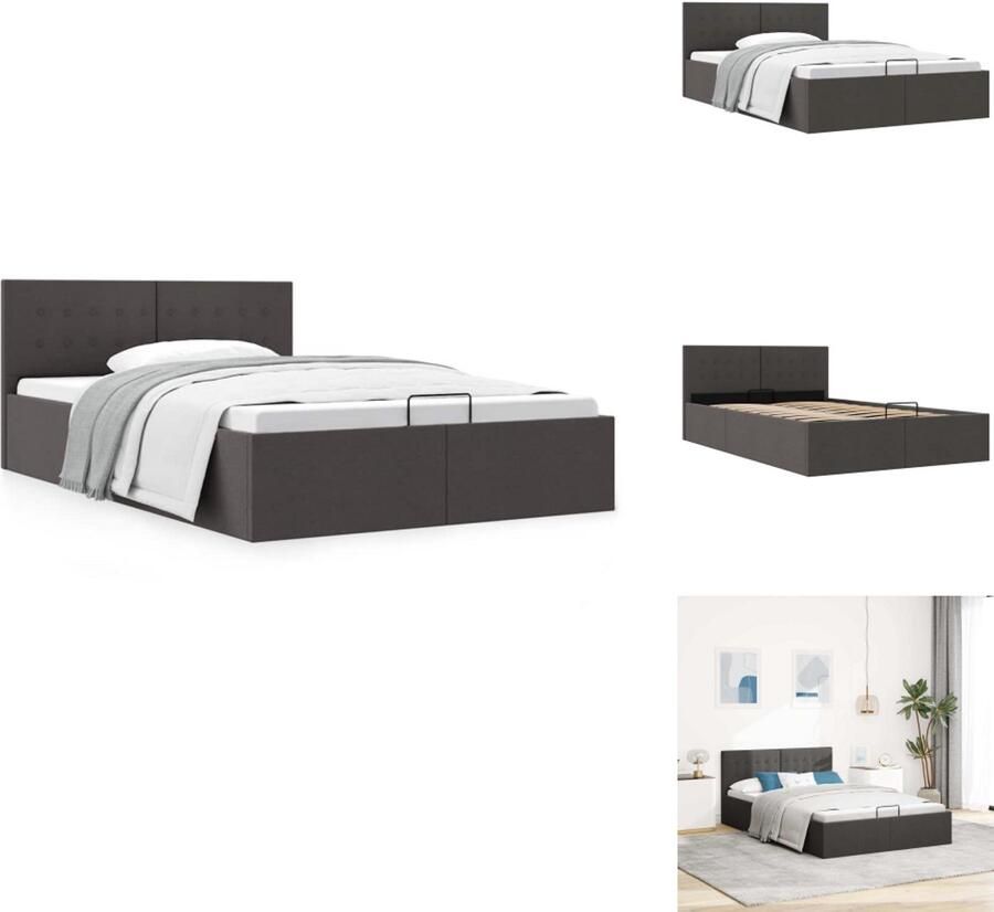 VidaXL Bedframe Bedframes Bed Bedden Bedframe met hydraulische opslag stof donkergrijs 140x200 cm