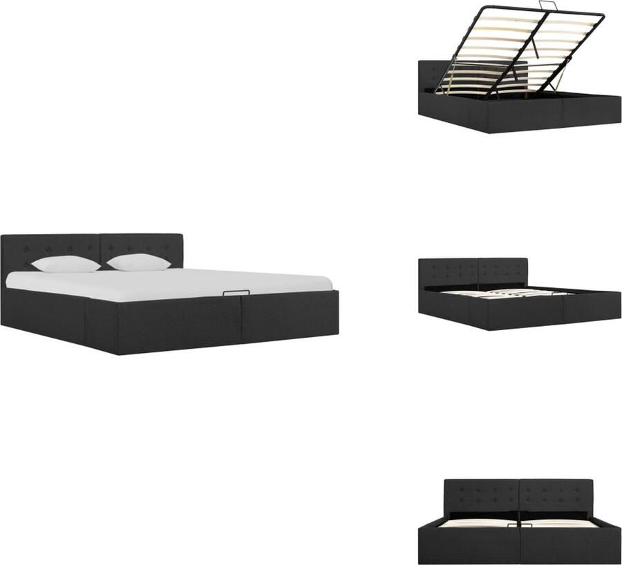 VidaXL Bedframe Bedframes Bed Bedden Bedframe met hydraulische opslag stof donkergrijs 160x200 cm