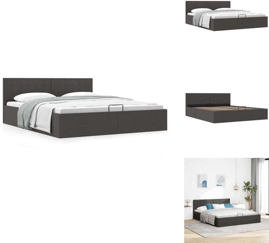 VidaXL Bedframe Bedframes Bed Bedden Bedframe met hydraulische opslag stof donkergrijs 180x200 cm
